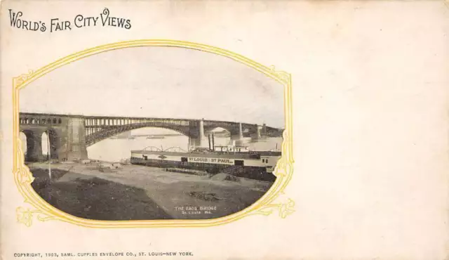 St. Louis Missouri Eads Bridge, World's Fair City Views Postcard, U17850