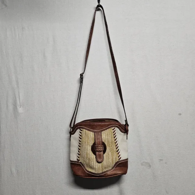 B.O.C. Haygerton Purse Straw/Leather Crossbody Bag Adjustable Strap 100622