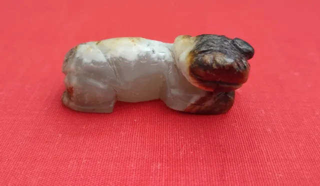 Antique Chinese Hard Stone Carving Russet Jade Carving Dog