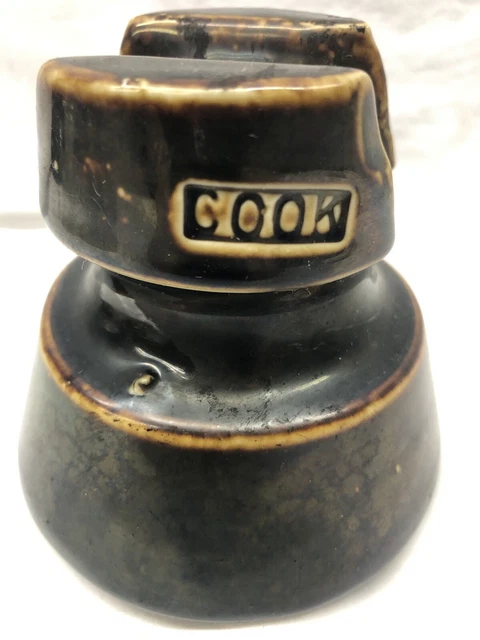 Vintage Cook Brown Ceramic Porcelain Glazed Electric Insulator 2