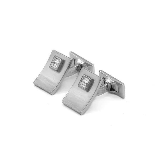 1 Paar Manschettenknöpfe in 18 Kt. 750 Weißgold cufflinks mit 4 Diamanten