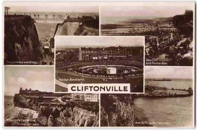 Cliftonville Kent Multiview Nr Margate - Real Photo Postcard L28