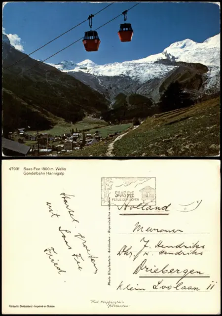 Saas-Fee Gondelbahn Hannigalp Gondeln der Bergbahn im Wallis 1980