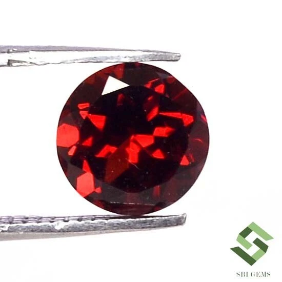 7 MM CERTIFIÉ Naturel Grenat Rouge Rond Coupe 1.49 Carats non Traité ...