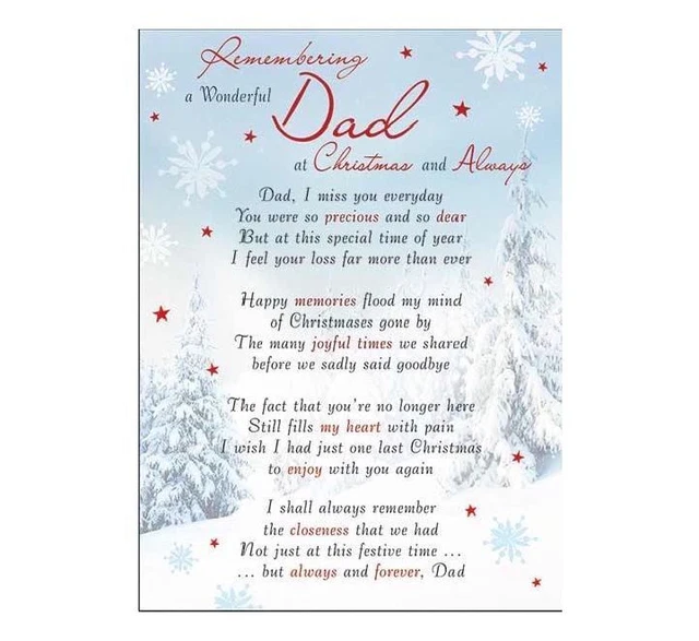 Handgemachte Weihnachtskarte Für Papa - "To A Wonderful Dad" Mit Glitzer & Schneeflocken, 13x23 Cm