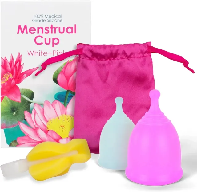 Copa menstrual de silicona S/L, paquete de 2 tazas de período para mujeres flujo pesado, F normal