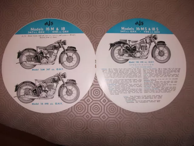 AJS 1950 Sales Brochure, original, full range incl' 7R, 16MC & 18C, good cond'n 3