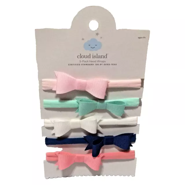 Cloud Island Infant Baby 5 Pack HeadWrap Stretchable Headband with Bow Age 0+
