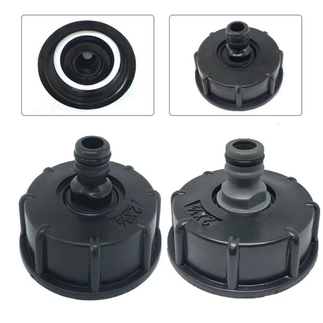 Adaptateur IBC S100 à S60 - Conversion Filetage Réservoir Eau 100mm Vers 60mm - Plastique Noir