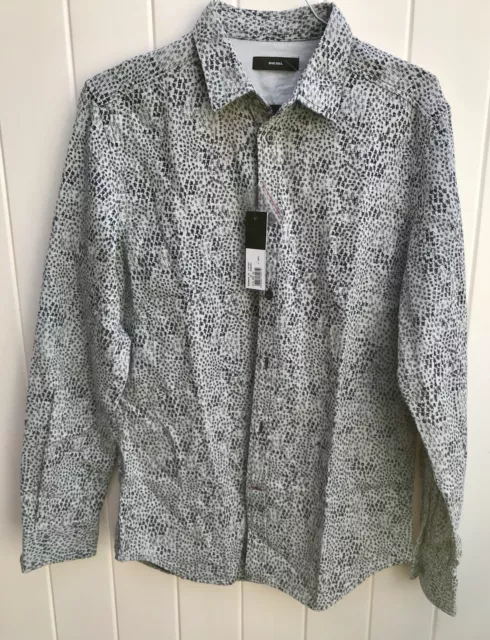 $148 NWT DIESEL  Men’s Smoke/Grey S-Five Casual Shirt ,Size L.