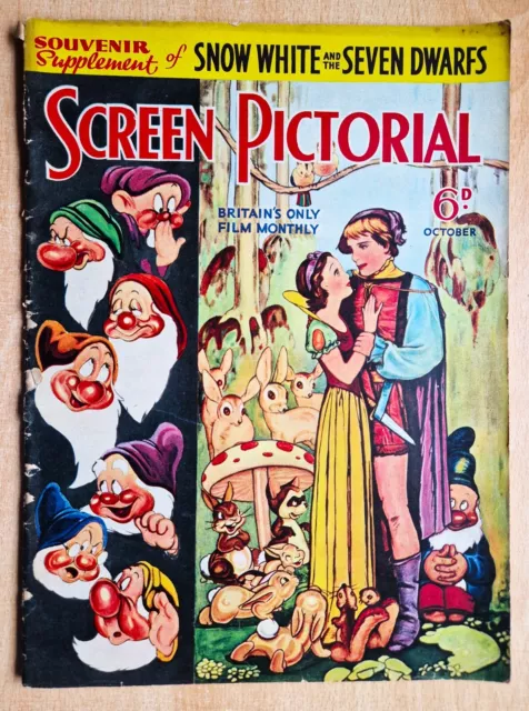 Screen Pictorial Film Magazine Oct 1938 Snow White And The Seven Dwarfs Disney