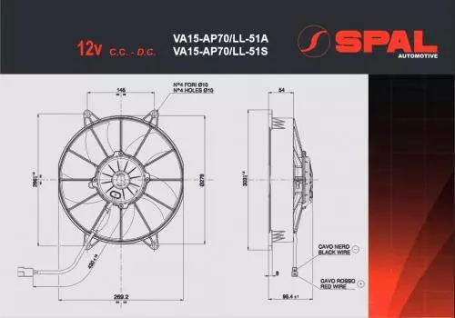 Spal Kühlerventilator 1780m³ saugend D286-D255 T=94 / VA15-AP70/LL-51A 12V 3