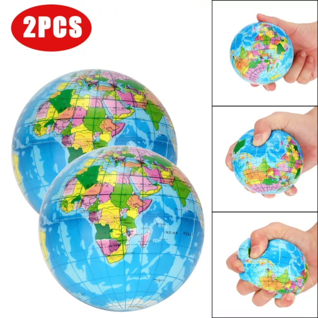 2PCS Stress Relief World Map Jumbo Ball Atlas Globe Palm Ball Planet Earth AB8