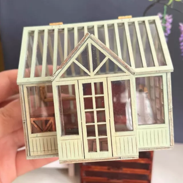 Miniatures DIY 1:72 Scale Dolls House Unpainted Unfinished Assembled Greenhouse