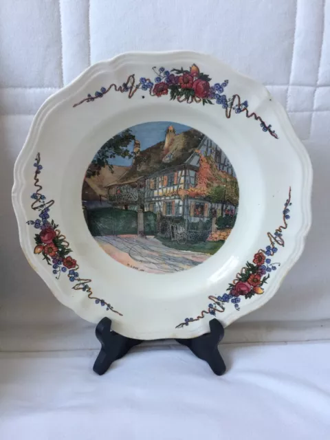 Ancienne Assiette SARREGUEMINES OBERNAI Décor H LOUX 1 creuse à soupe