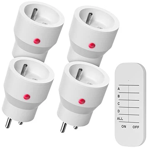 SURNICE Lot de 4 Mini Prises Programmable Telecommande sans Fil 40M de Distan...