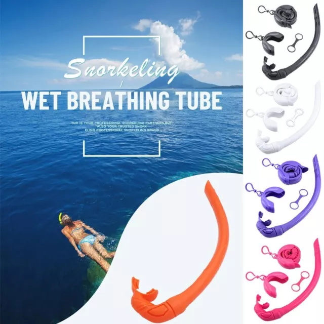 Wet Underwater Scuba Free Diving Dive Wet Breathing Tube All Silicone Snorkel