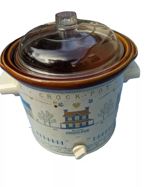 Vintage Rival Crock Pot Slow Cooker Glass Replacement Lid Clear Round  Stoneware Insert Cover 3350 3355 3520 3654 3656 Crock Pot 5 Quart
