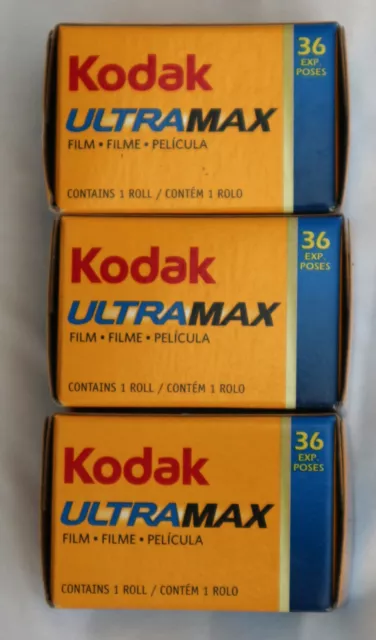 3 x KODAK ULTRAMAX 400 35mm Film 36 Exp COLOUR PRINT EXP 11/2009 BOXED SEALED