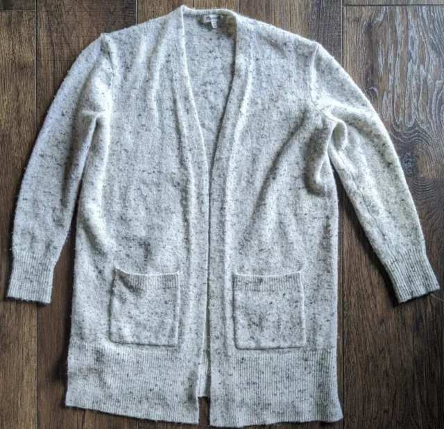 Madewell Donegal Kent Speckled Gray Long Cardigan Sweater Open Front Pockets XXS