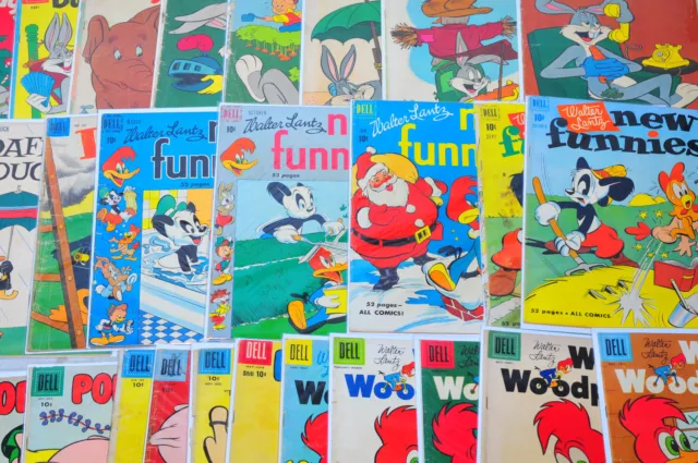Dell comics:  Lot of 38 with Bugs Bunny, Walt Lantz New Funnies, Porky and Woody