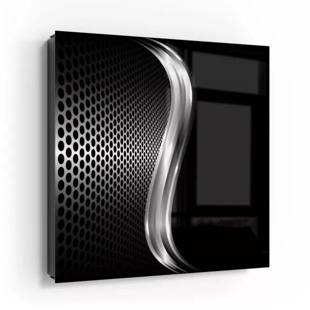 DEQORI Schlüsselkasten Glasfront 30x30 cm 'Gitter mit Silberschweif' Box modern