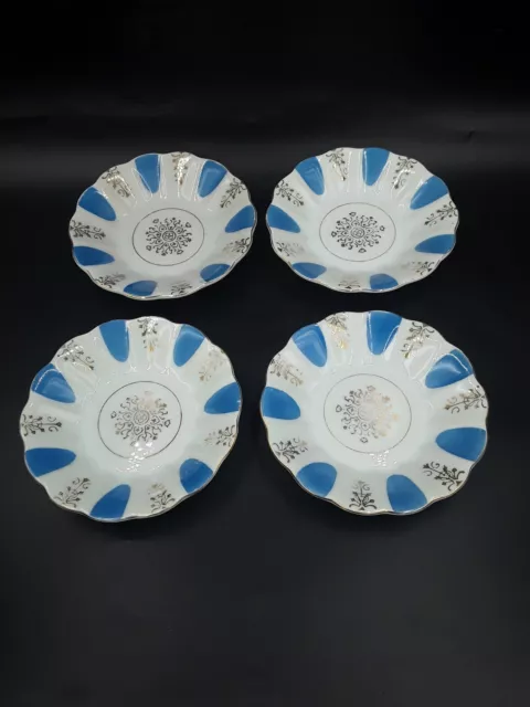 4 VINTAGE Collectible White,Blue,gold  Saucers from PICO Made in Occupied Japan