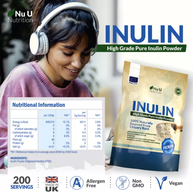 Inulin präbiotisches Faserpulver 1kg aus allen natürlichen Zichorien beste Qualität 2