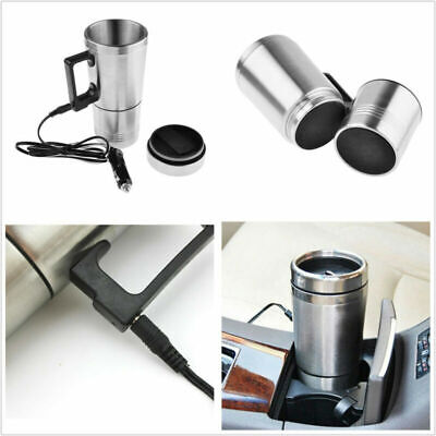 12V In-Car Thermos Thermal Heated Travel Mug Cup Caravanning Camping Coffee Tea