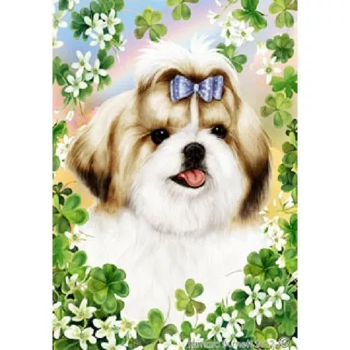 Clover Garden Flag - Tan and White Shih Tzu 312291