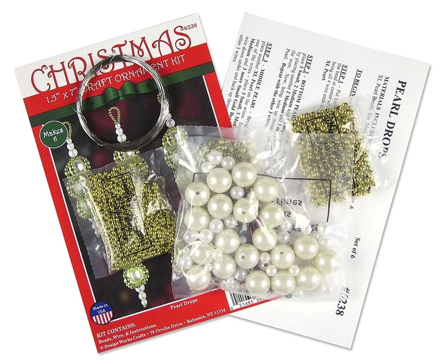 Kit de adorno con cuentas Design Works 1.25""X7"" conjunto de gotas de 6 perlas -DW6238