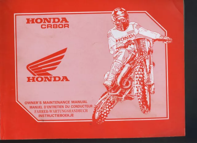 (C7A) REVUE TECHNIQUE MANUEL ATELIER MOTO HONDA CR 80R de 1992