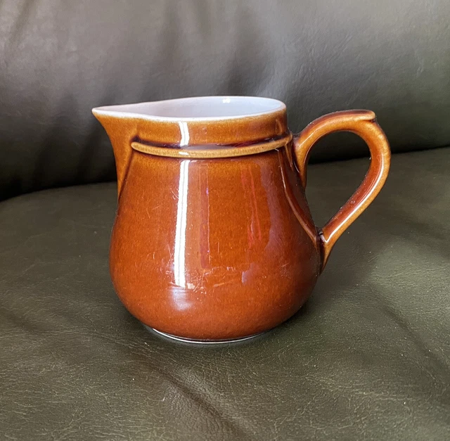 Joli Petit Pot à Lait Crémier Vintage Faïence Marron Numéroté en Très Bon État