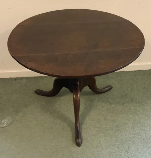 Antique Georgian Oak Tilt-top Circular Folding Tripod Table