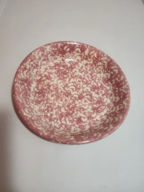 Roseville Pottery Red Spongeware Workshops of Gerald E Henn Red 9.3" Plate Baker