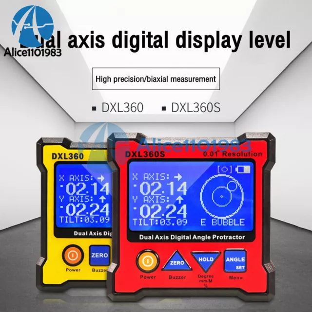 DXL360/DXL360S Dual Axis Inclinometer Digital Angle Protractor Level Meter Gauge