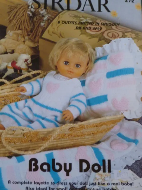 "Baby Doll" 12-22" Tall Dolls Clothes Knitting Pattern Booklet 8 Outfits DK/4Ply