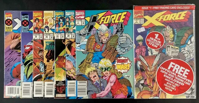 * X-Force 1, 7, 22, 23, 35, 36, 40, 42  Deadpool card Marvel Comics lot of 8