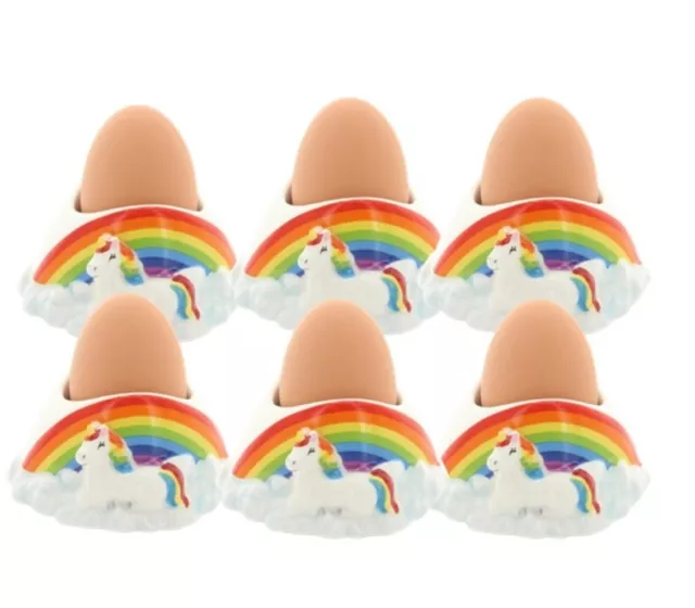 6 x Egg Cups Holder Breakfast Stand Ceramic Boiled Kitchen Tableware Unicorn Set