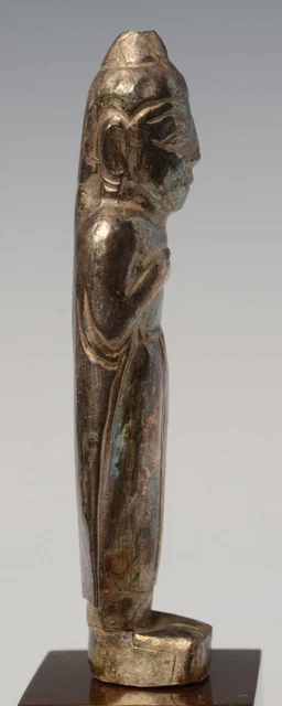 18th Century, Shan, Antique Burmese Silver Respousse Standing Buddha 11