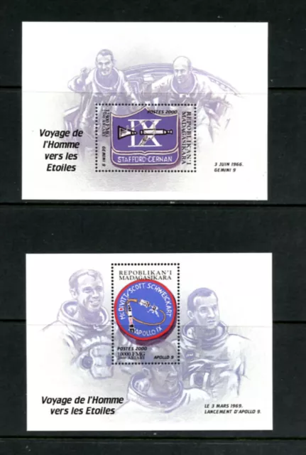 I389  Malagasy  2000 space  Gemini 9.  Apollo 9   sheets (2)    MNH