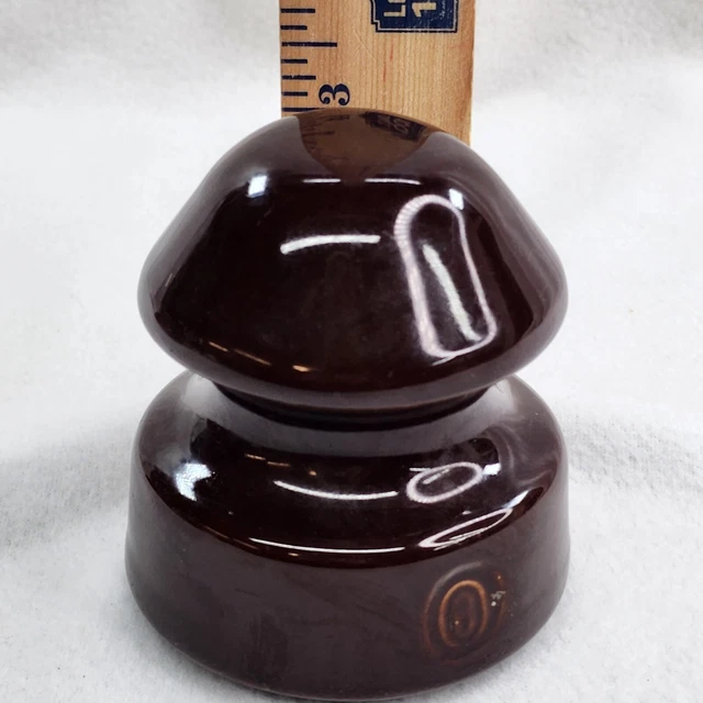 Ceramic Porcelain 3" Insulator Brown Glaze Mushroom Vintage Knob 7