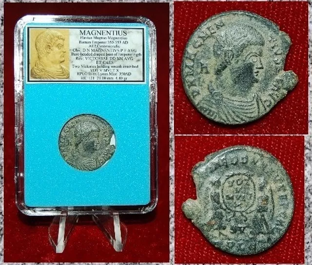Ancient Roman Empire Coin Of MAGNENTIUS Two Victories Holding Wreath