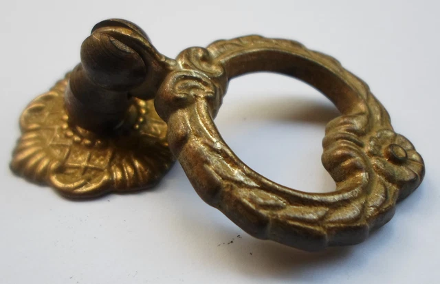 Vintage Solid Brass Pull handle + Backplate for Drawer Cabinet Cupboard Dresser