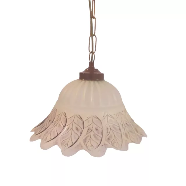 Lampadario sospensione in vetro classica rustica bianca 1 Luce ingresso cucina