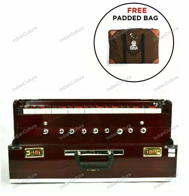 Original Bina Brand Professional 9 Stopper Portable Harmonium With Padded Bag