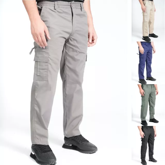 Mens Mian® Cargo Trousers M-6XL Lightweight Elasticated Combat Pocket Work Pants