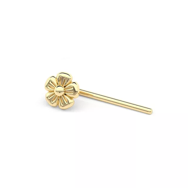 14K Solid Gold Nose Ring Stud Piercing 20g L Back Shape Nose Piercing for Women