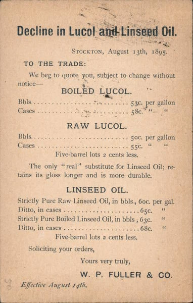 Advertising Decline in Lucol and Linseed Oil,1895 Pioneer Postcard Vintage