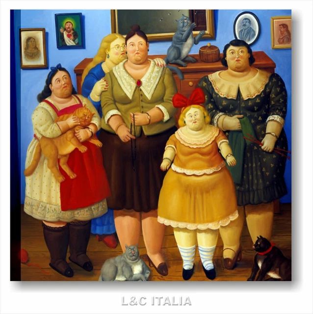 Tableau Reproduction Botero 'Il Bacio Di Giuda' 50x50 Cm Sur Toile - Impression Italie, Style Moderne
